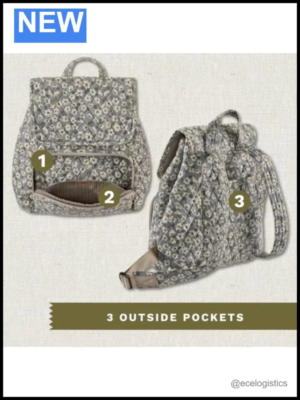 Quilted Mini Backpack Purse for Women, Hands-Free Bag with 6 Pockets